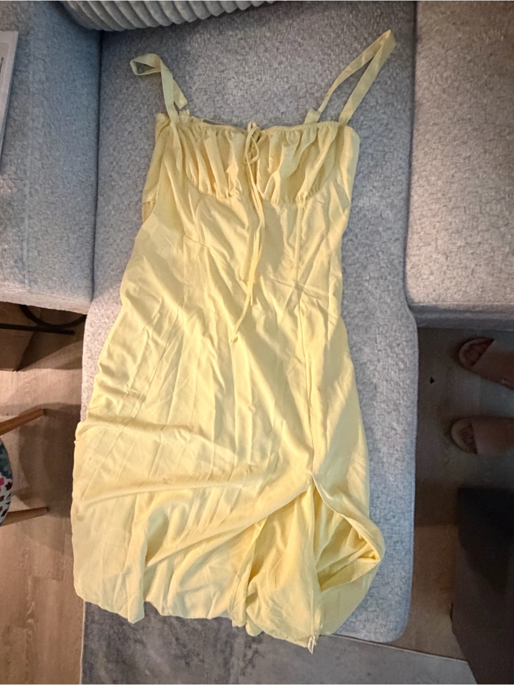 Light Yellow Midi Dress with Adjustable Straps